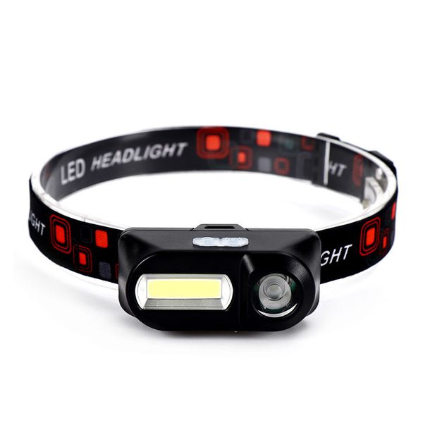 

mini portable headlamp outdoor camping xpe + cob led headlight emergency head-mounted with usb charging