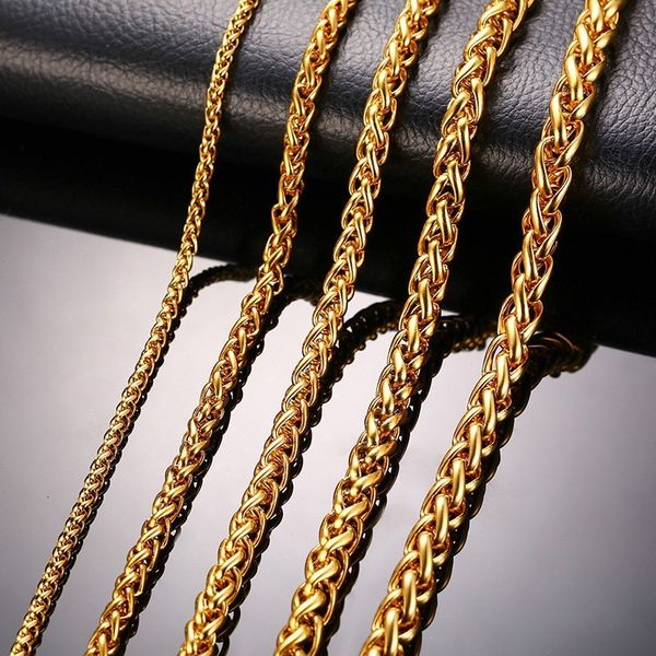 

stainless steel gold color triple rope chain men necklace 24" charm jewelry 3mm 5mm 7mm wholesale price, Silver