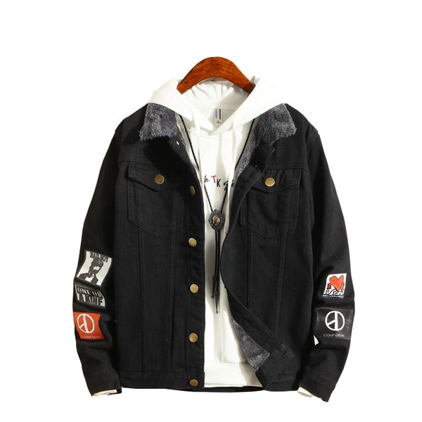 

sifan мужчины куртки и пальто модные теплый флис джинсовой куртки 2018 зимняя мужская мода жан куртки и пиджаки мужской ковбой размер m-5xl, Black;brown