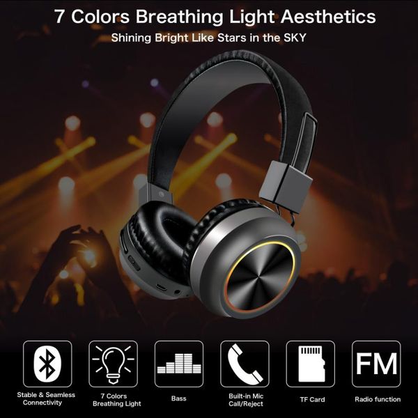 

headsets portable wireless headphones bluetooth 5.0 stereo foldable headset adjustable earphones for music audio mp3