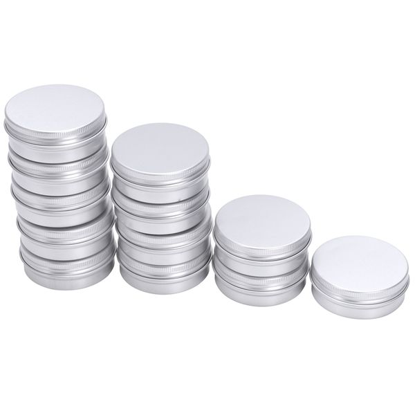 

12 x 50ml aluminium make up pots 50ml capacity empty small cosmetic/candle/spice pots tins jars