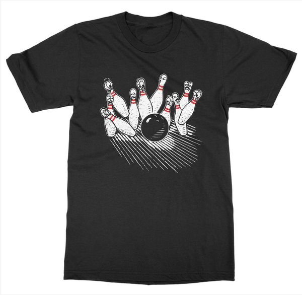 

2019 new men's knock downs t-shirt bowler score game pin ball strike spare frame gutter bowler tee shirt