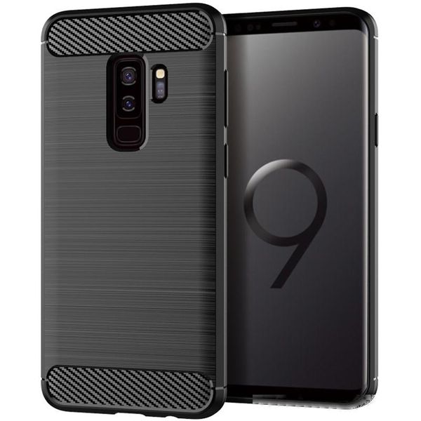 

for samsung s9 plus power phone case brushed carbon fiber texture soft tpu phone case protective back cover