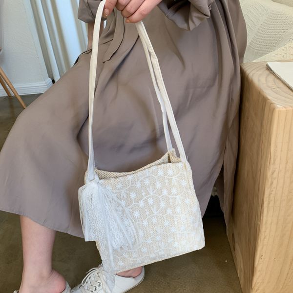 

fairy bag 2020 new style lace shoulder bag handbag women's large capacity bucket shopping