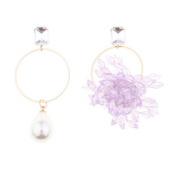 

2020 ромб формы цветка падение серьги имитация жемчужные украшения для девушки sweety элегантный блестящий горный хрусталь большой круг pend, Silver