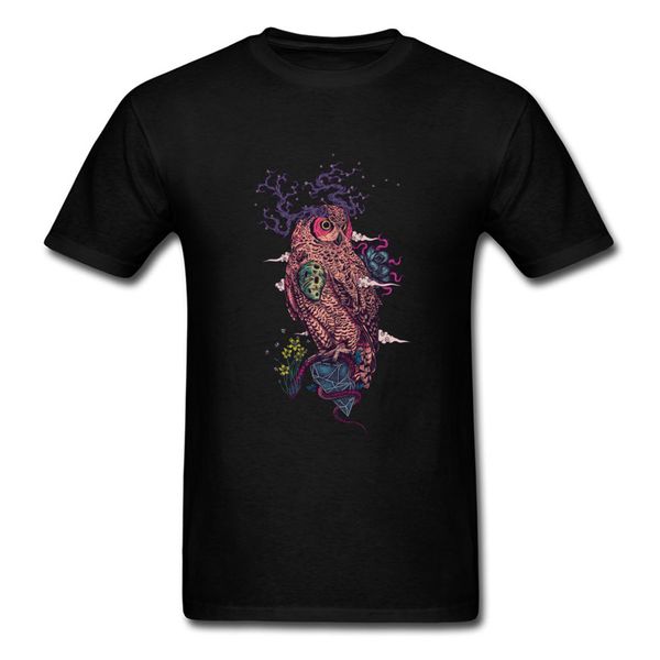 

men's t shirts fashion casual print t-shirts regrowth owl o-neck short sleeve pure cotton shirts design