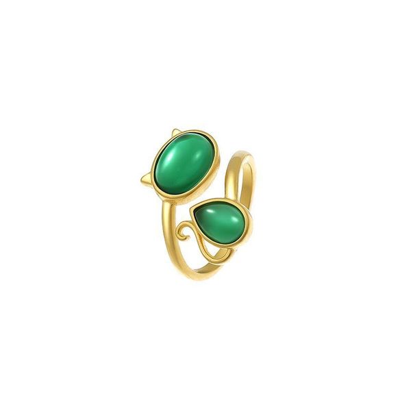 

wedding rings mxgxfam green stone cat ( adjusted ) for women 24 k pure gold color nickel free, Slivery;golden