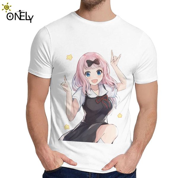 

for man t shirt humor cute fujiwara chika kaguya sama love is war anime natural cotton crewneck cartoon design tee
