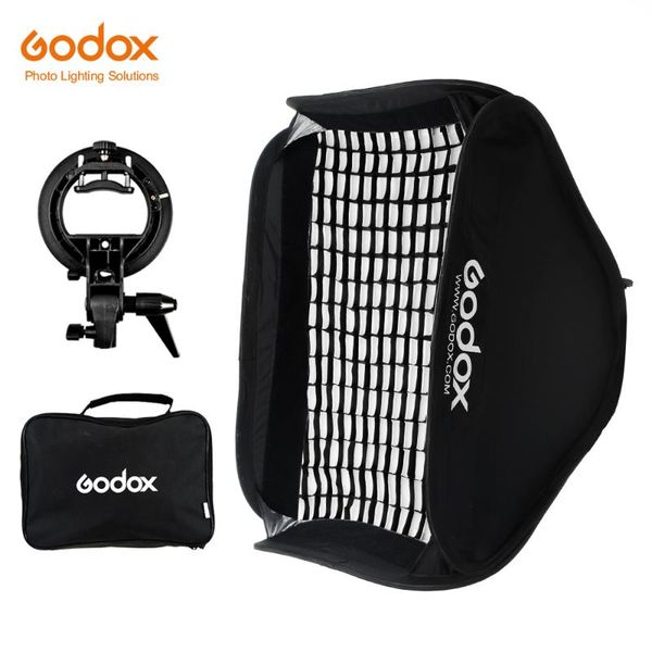 

godox pro adjustable 80cm x 80cm flash soft box honeycomb grid kit with s-type bracket bowen mount holder for speedlite flash