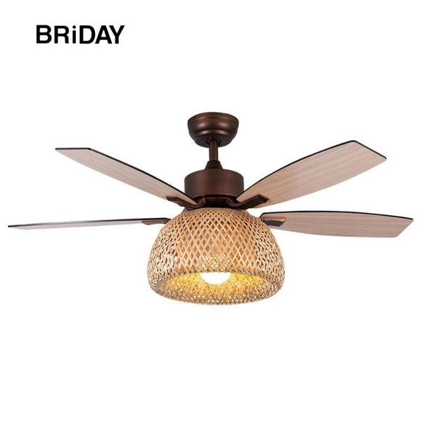 

electric fans 52 inch american retro ceiling fan lamp bamboo cage with light remote control ventilator lamps bedroom decor silent motor home