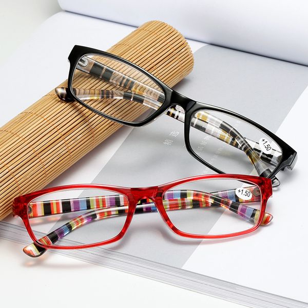 

fashion reading glasses magnifier women men striped legs reader eyewear square presbyopic eyeglass for sight gafas de lectura l3, White;black