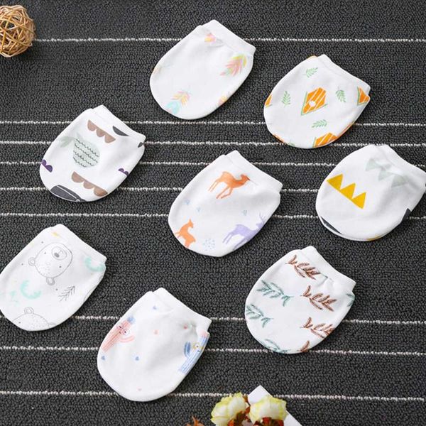 

baby gloves for newborns infant anti-grab face glove anti-eat hand cotton cartoon printed newborns baby protection 1 pair/set, Slivery;white