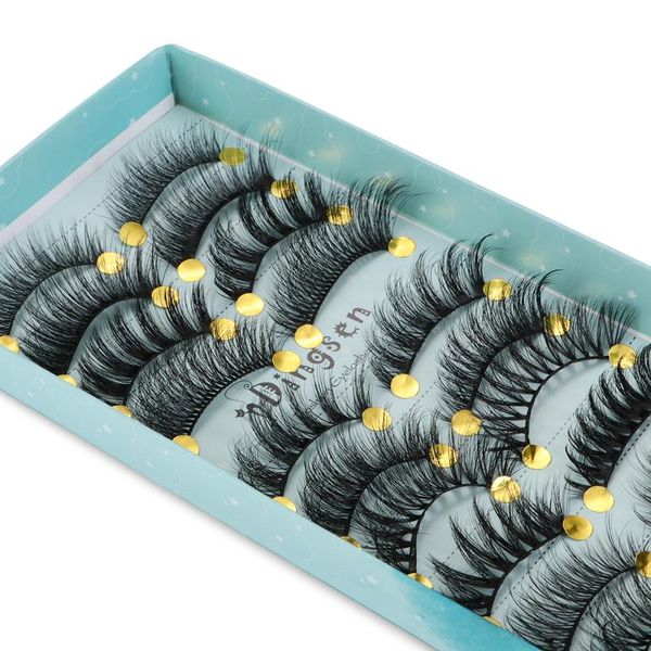 

false eyelashes 10 pairs mixed styles 3d faux mink fluffy wispies criss-cross fake lashes handmade eyes extension makeup tools