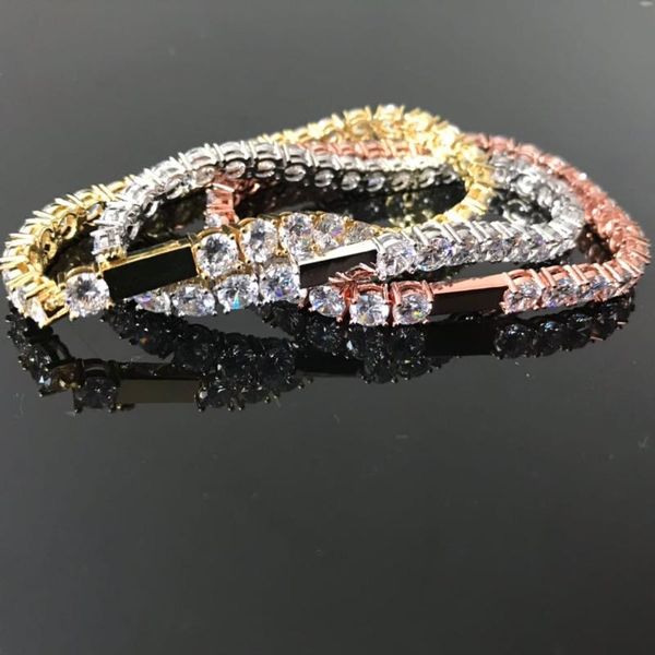 

link, chain cz stone tennis bracelet for gift, Black