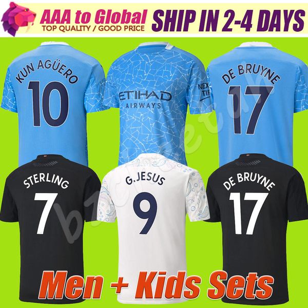 

stars sterling de bruyne kun aguero 20 21 man soccer jersey city 2021 sane jerseys football shirt men kids kit sets uniforms, Black;yellow