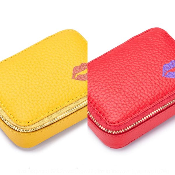 

2020 new small mini portable portable cosmetic genuine leather lipstick box mirror bag storage baglipstick storage bag ozx73