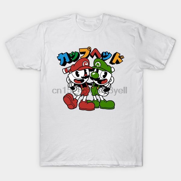 

mens t-shirt cartoon fun t-shirt cuphead bros t shirt
