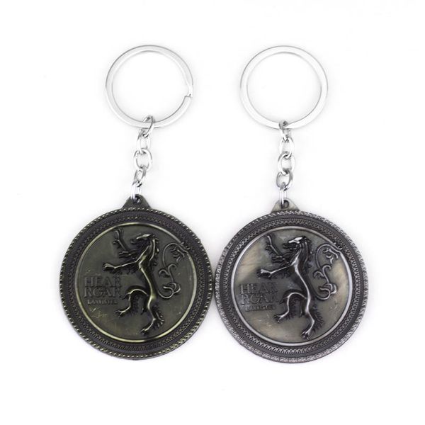 

a song of and fire around lannister family key chain lion logo badge keyring car keychain, Silver
