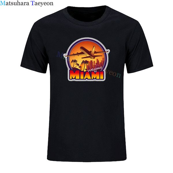 

new funny t shirts welcome to miami print mens t-shirt arrivals humor graphic short sleeve o-neck men tshirt summer fashion