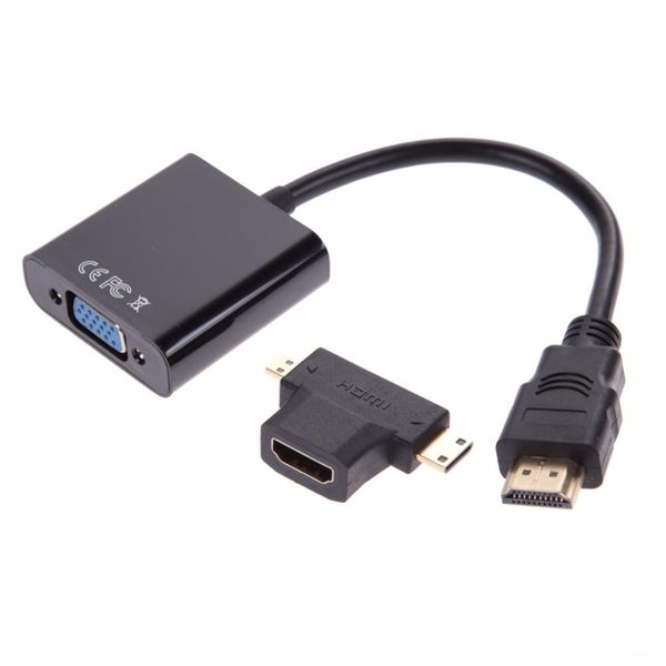 

hd 1080p 2 in 1 hdmi to vga converter mini hdmi micro hdmi connector adapter cable for computer tablet pc hdtv display