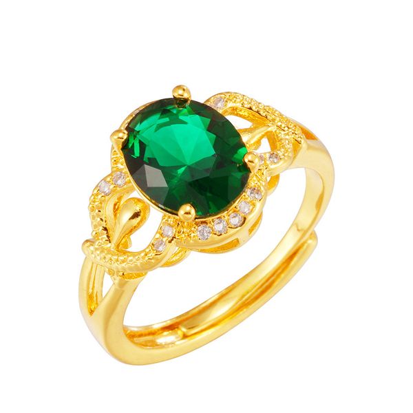 

wedding rings vamoosy fine elegant temperament ring charming 24k gold jewelry for women red green blue stone accessary, Slivery;golden