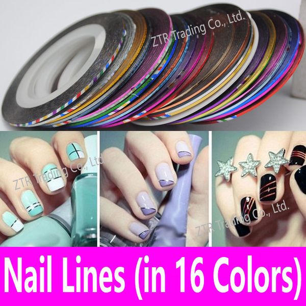 

stickers & decals 1pc nail line roll art striping adhesive tape metallic yarn in 16 colors for tips decoration sticker design care tools, Black