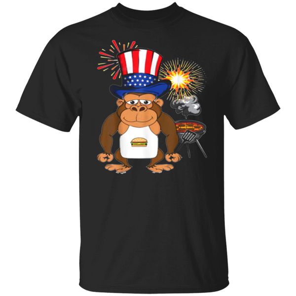 

men's 4th of july bbq grill gorilla chef hamburgers cooking t-shirt size s-3xl casual print fashion tee shirt