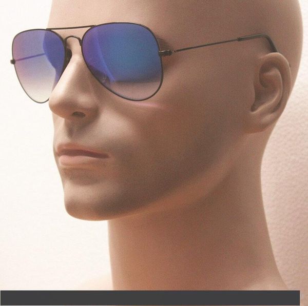

new arrive ,sibylmerchant supply black frame blue gradient flash lens,002 4o large black metal color glass mirror women traveling sunglasses, White;black