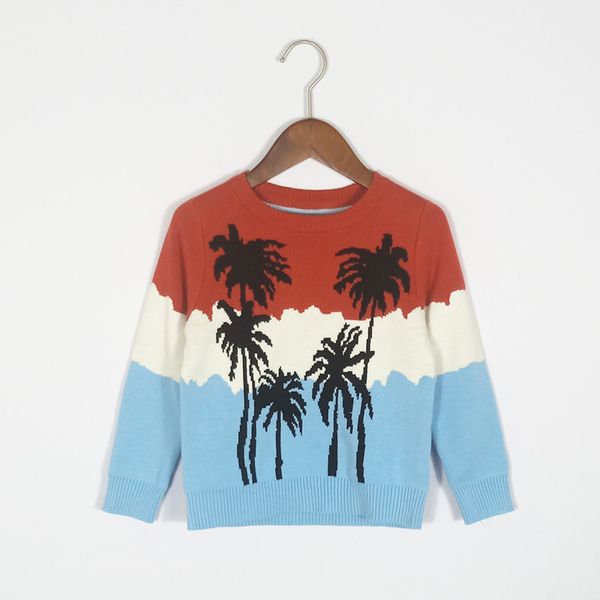 

bobozone coconut tree stripe sweater for kids boys girls, Blue