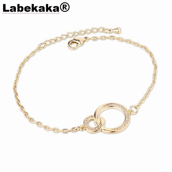 

labekaka 2020 new zircon double circular bracelet classic jewelry, Golden;silver