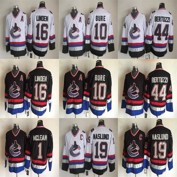 

vancouver canucks винтажные трикотажные изделия 10 pavel bure 1 kirk mclean 16 trevor linden 19 markus naslund 44 todd bertuzzi ccm hockey j, Black;red