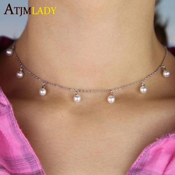 

chokers 2021 christmas gift classic women jewelry necklaces pendants freshwater pearls necklace fine office simple design bijoux, Golden;silver