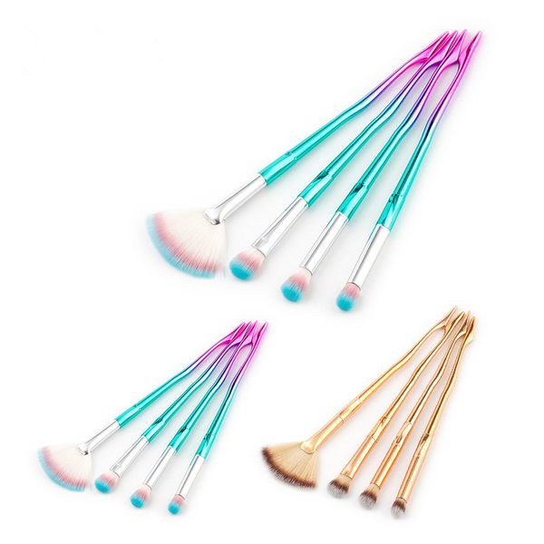 

makeup brushes 4pcs/set kit fan-shaped eye shadow brush set nylon hair rose gold tools