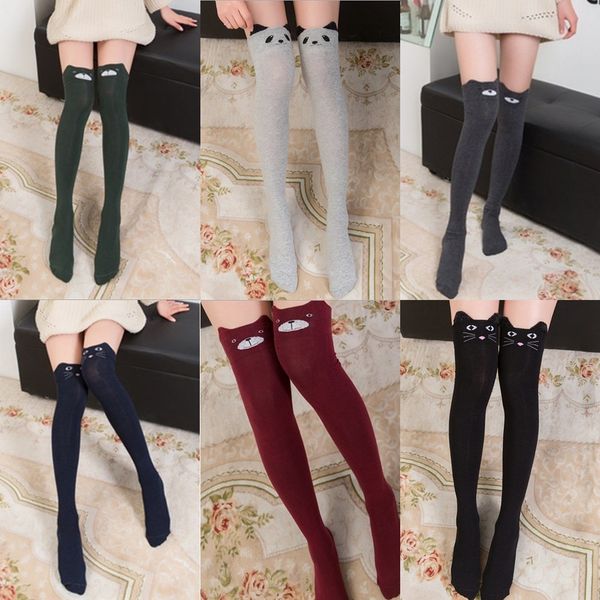 

newstyle cotton cartoon pattern over-the-knee women's and socks stacking socks cat stereo spring and autumn 3sjiz, Black