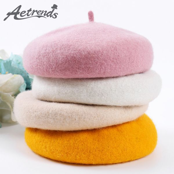 

berets [aetrends] 2021 england style wool beret hat women winter hats vintage flat cap boina feminina knit gorras mujer z-6595, Blue;gray