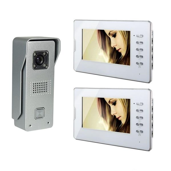 

7 inch tft lcd monitor color video door phone wired doorbell home intercom system 1v2 white v70d-m3