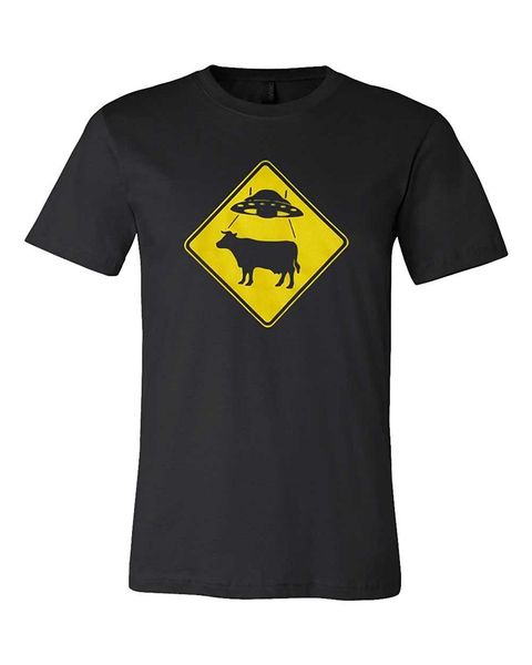 

2019 summer new cool tee shirt ufo cow crossing t-shirt cotton t-shirt