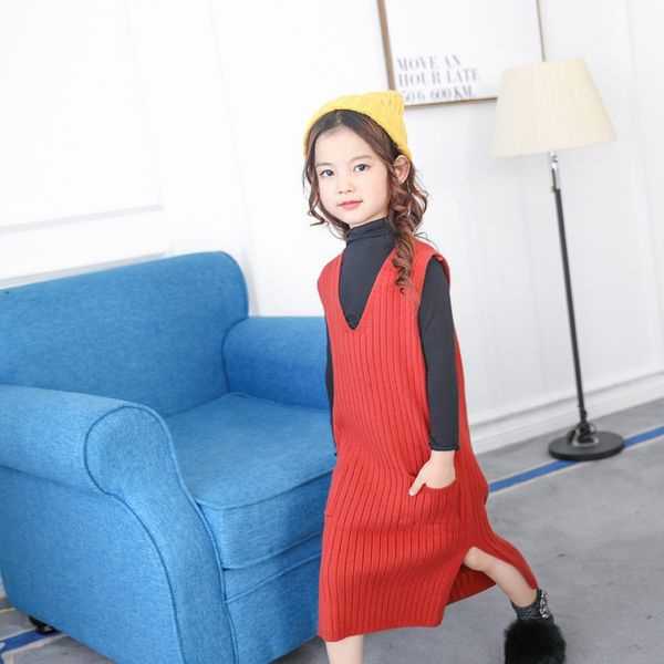

childrenlong свитера осени / зима все-матч v-образный вырез корейского cheongsam стиль жилет, White