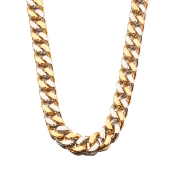 

punk stainless steel silver color and gold tone cuban curb chain men's women's jewelry necklace or bracelet 15mm fitness style