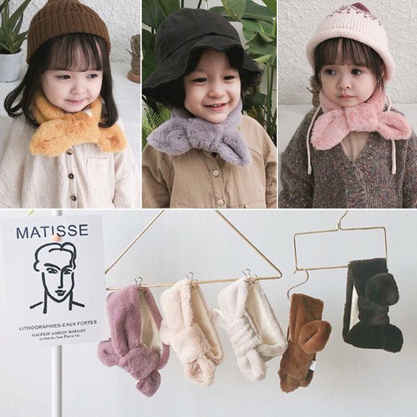 

scarves baby scarf winter boys and girls warm plush children bib, Blue;gray
