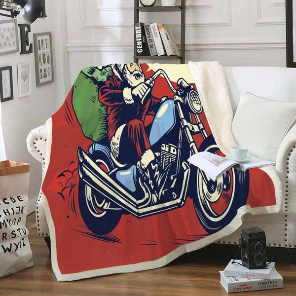 

christmas throwÂ blanket santa claus riding a motor soft blanket winter knee blanket kids outside party travel