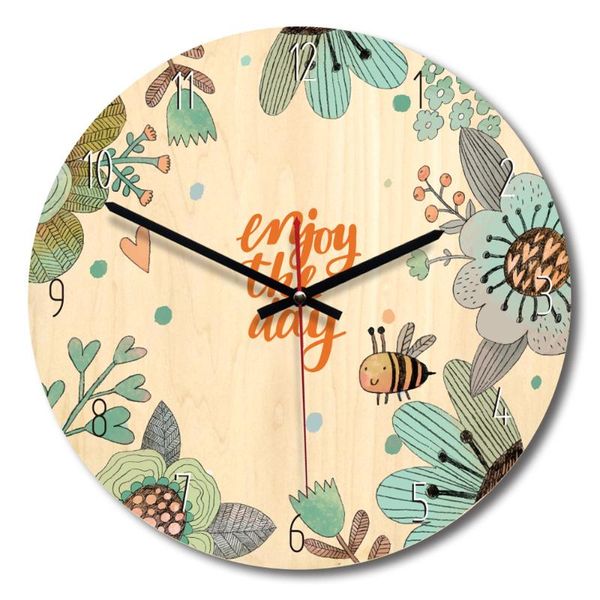 

nordic ins wind wall clock creative silent wooden clock for kid's bedroom