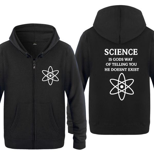 

science is gods - atheism atheist religion sweatshirts men 2018 mens zipper hooded fleece hoodies cardigans