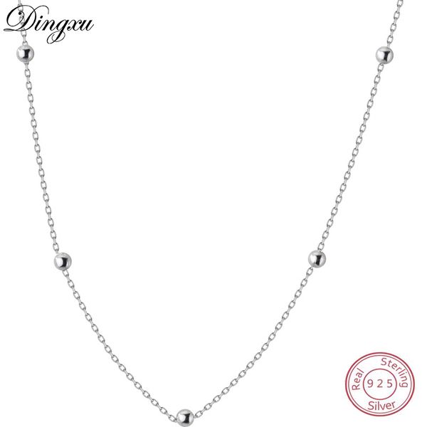 

real 100% 925 sterling silver fashion minimalist silver&gold beads choker necklace for women girl chokers jewelry colar collares