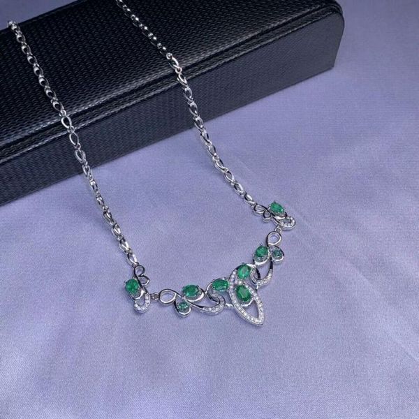 

meibapj]colombian natural emerald gemstone pendant necklace with certificate 925 solid silver fine wedding jewelry for women