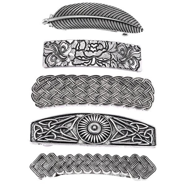 

5x barrette holder celtic carved convex hair clip hair decor headress, Slivery;golden