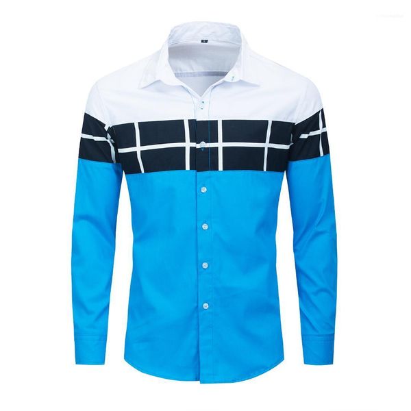 

casual summer fashion breathable mens clothing striped patchwork men designer shirts lapel neck long sleeve mens, White;black