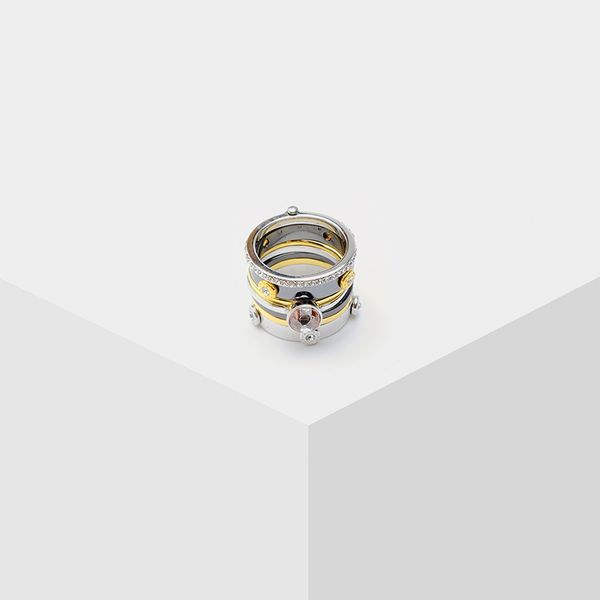 

amorita boutique multi-layer fashionable ring, Golden;silver