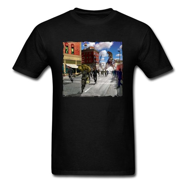 

динозавр человека печати мужчины черная футболка картина маслом chaos street коротким рукавом guys стильный tops для взрослых xl футболку