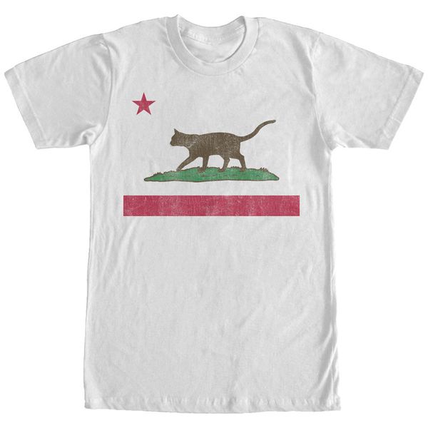

2019 fashion 100% cotton t shirt cat california flag mens graphic t shirt tee shirt